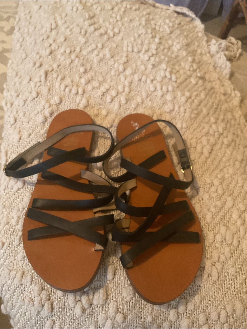 Cross-strap flat sandals in leather by J. Crew EUC - Picture 4 of 11
